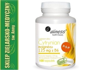 Cytrynian Magnezu 125mg z Witaminą B6 100 kapsułek  Skurcze Stres Wzrok