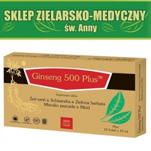 ŻEŃ SZEŃ Ginseng 500 Plus 10 fiolek Koncentracja Rekonwalescencja
